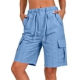 thumbnail image 3 of Kinrui Bermuda Shorts for Women Summer Quick Dry Cargo Shorts with Multi-Pockets Outdoor Drawstring Knee Length Hiking Short, 3 of 8