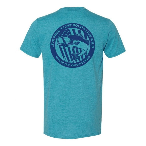 Wildlife Outfitters Men's American Flag Bass Fishing Short Sleeve Graphic T-Shirt