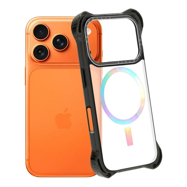 Funda, Mica, Carcasa Transparente Ultra Bounce Para Iphone 17 Pro Magsafe Negro Tornasol, Ultra Resistente, Protector Alto Impacto, Mr. Gadgets