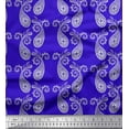 thumbnail image 1 of Soimoi Blue Japan Crepe Satin Fabric Floral & Paisley Fabric Prints By Yard 42 Inch Wide, 1 of 1