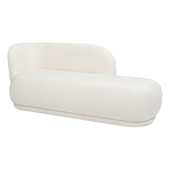 Aire 75" RAF Modern Rounded Chaise Lounge Ivory White Boucle