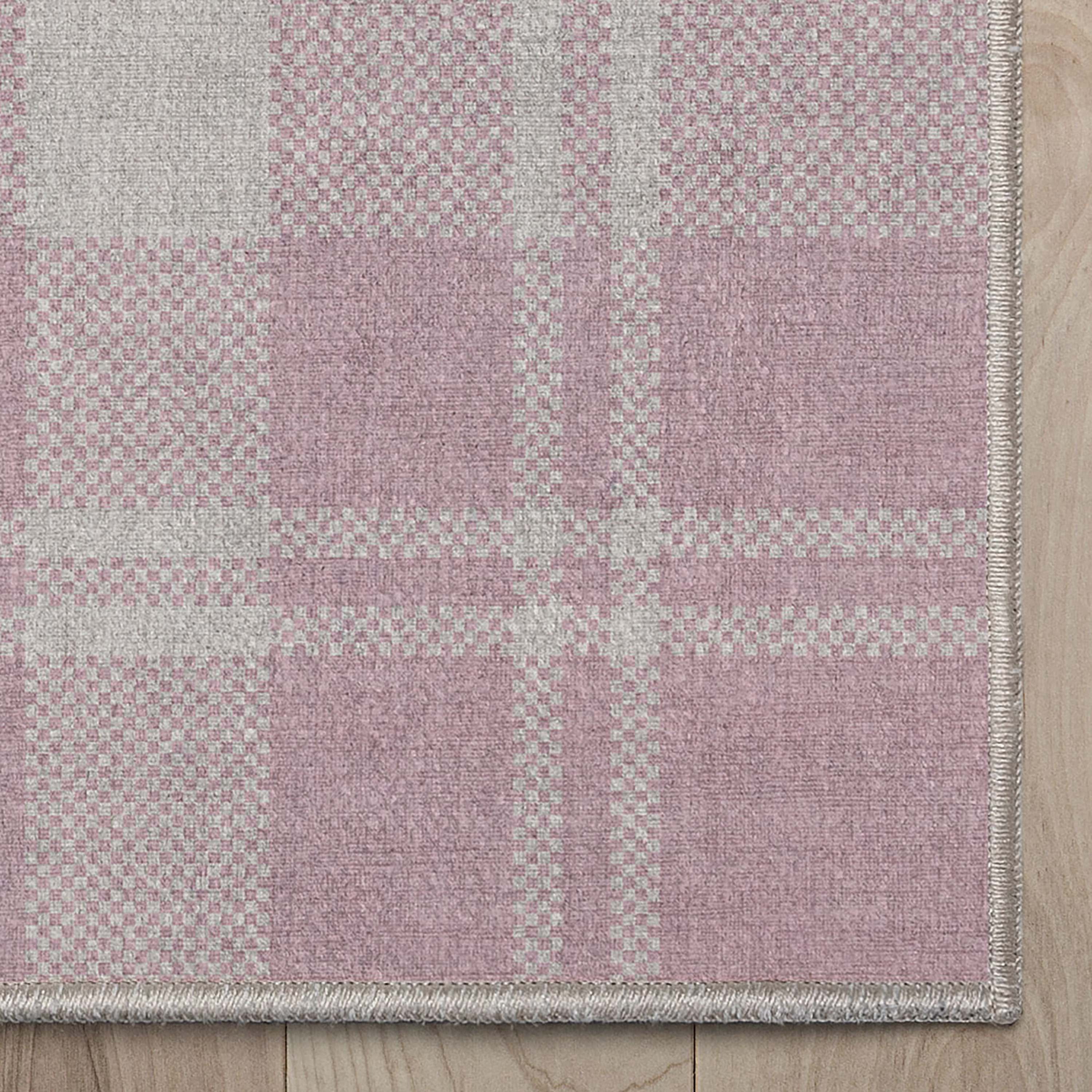 Well Woven Apollo Flatwoven Plaid Pink 2' x 5' Runner Rug