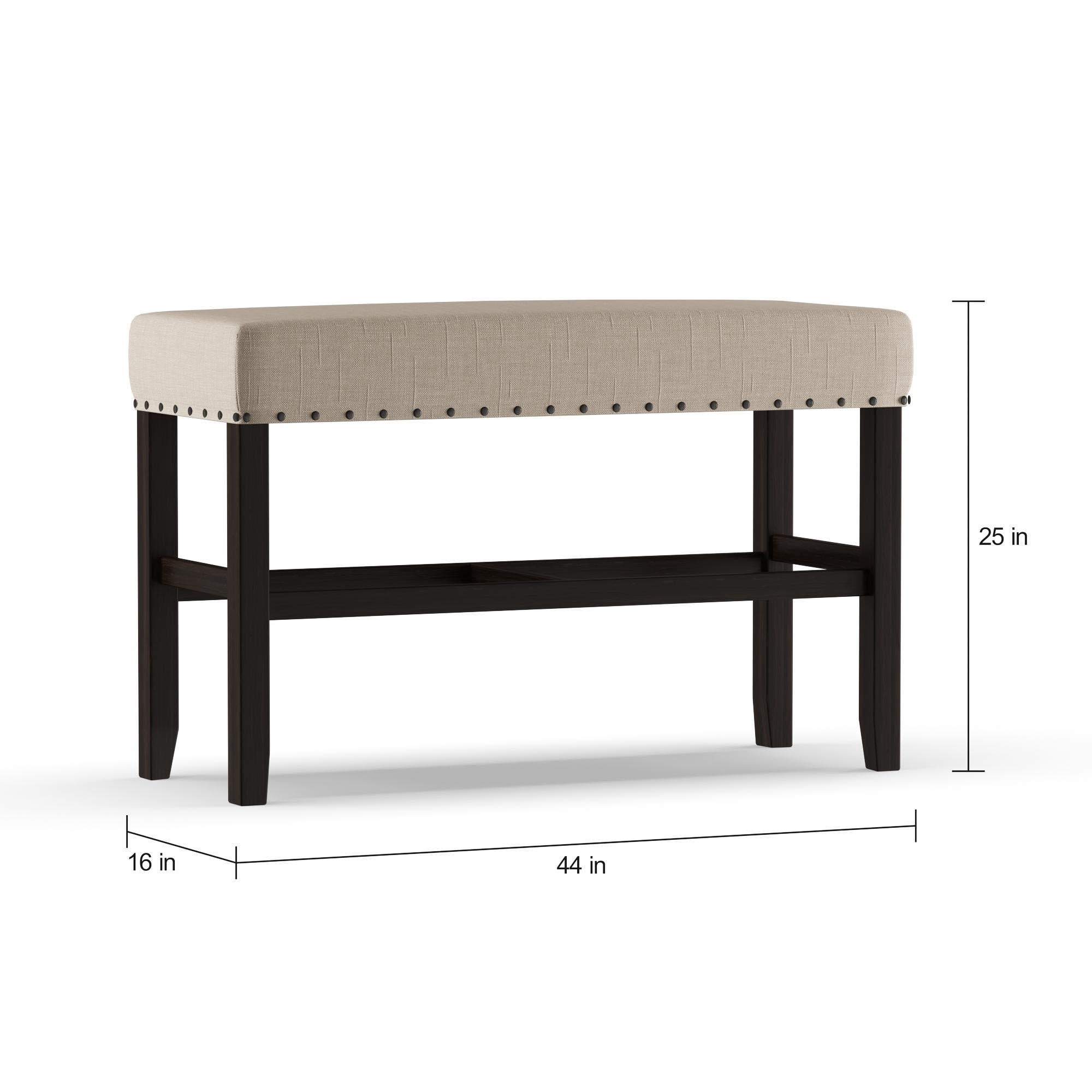 Furniture of America Freiden Padded Counter Bench, Antique Black