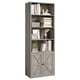 thumbnail image 1 of Estilo rural-style bookshelves: industrial grande estante de libros con doors y abiertos estantes, 6 niveles freestanding de madera book estante in gray para sala de estar, dormitorio, y oficina, 1 of 8