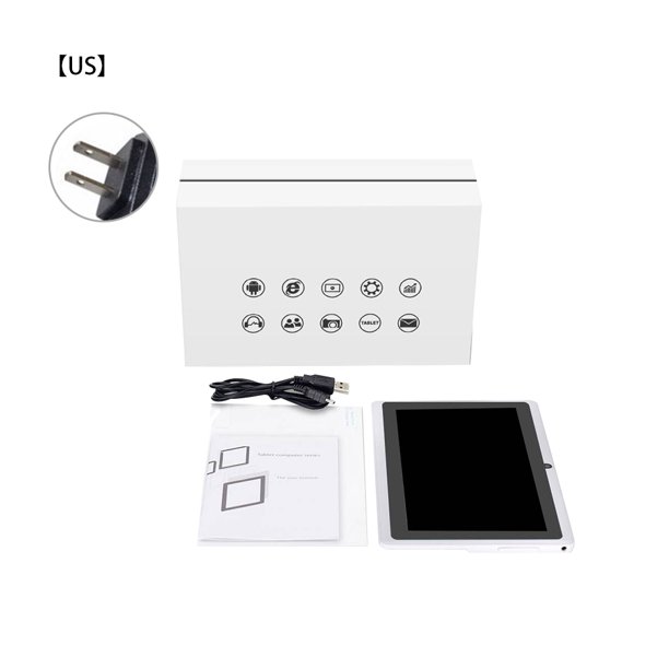 Tableta de 7 pulgadas Quad Core 8GB Wifi 1024x600 Tableta de estudio para niños Niños que aprenden Dispositivo de navegación en red, Blanco, Enchufe de EE. UU. Monstrate EL000582-03