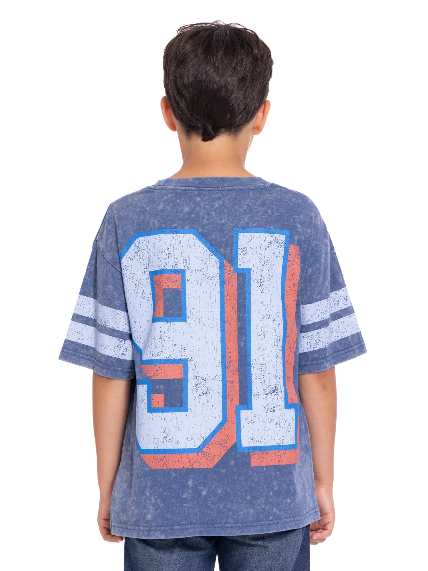 Sonic the Hedgehog Boys Mineral Washed Graphic Football Tee with Short Sleeves, Sizes 4-18