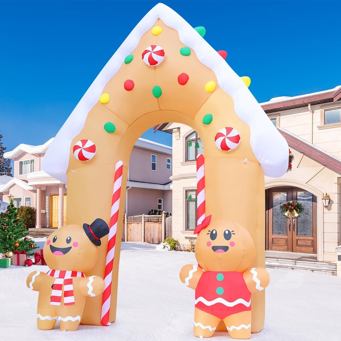 GOOSH 11.8 Ft. Gingerbread Inflatable Archway With LED Lights photo 4