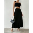 thumbnail image 2 of MORTTIC Women's Elegant Summer Midi Satin Skirt High-Waisted A-Line Flowing Ruffle Skirt, 2 of 5