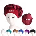 thumbnail image 4 of Gorro de dormir de satén con ala ancha, banda para el pelo, sombrero redondo, sombrero con cinta, sombrero para salón de belleza, sombrero para el hogar, 4 of 6