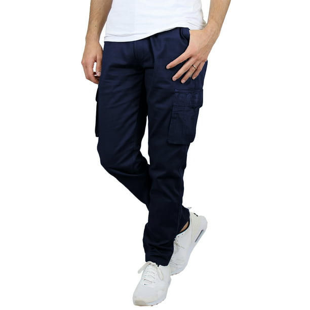 Men's Belted Slim Fit Cotton Cargo Pocket Pants - Walmart.com