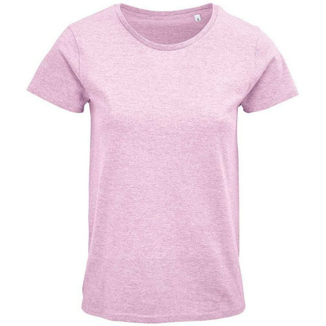 SOLS - Camiseta Crusader Jaspeado de Orgánica para Mujer (Rosa)
