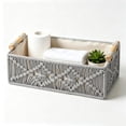 thumbnail image 4 of Macrame Storage Basket, Boho Decor Box, Handmade Woven Decorative Countertop Toilet Tank Shelf Cabinet Organizer for Bedroom Livingroom Home (1PC, Gray), 4 of 8