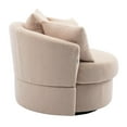 thumbnail image 6 of Modern Swivel Accent Chair Barrel Chair for Hotel Living Room Modern Leisure Chair, Upholstered Seat Multifunctional Recliner, Camel, 6 of 7
