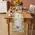 thumbnail image 2 of Watercolor Flowers Table Runner - 90 Inch Long Spring Sunflowers Daisy Butterflies Beige Cotton and Linen Blended Dress Scarves Farmhouse Table Runner for Kitchen Dining, Coffee Table, 13" x 90", 2 of 8
