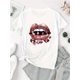 thumbnail image 2 of Camiseta Suelta para Mujer Primavera VeranoWomen's Casual Polyester T-Shirt | Diamond Lips Print | Round Neck, Short Sleeve | Stretchy & Machine Washable | All-Season Comfort Fit | Glossy Finish | T, 2 of 6