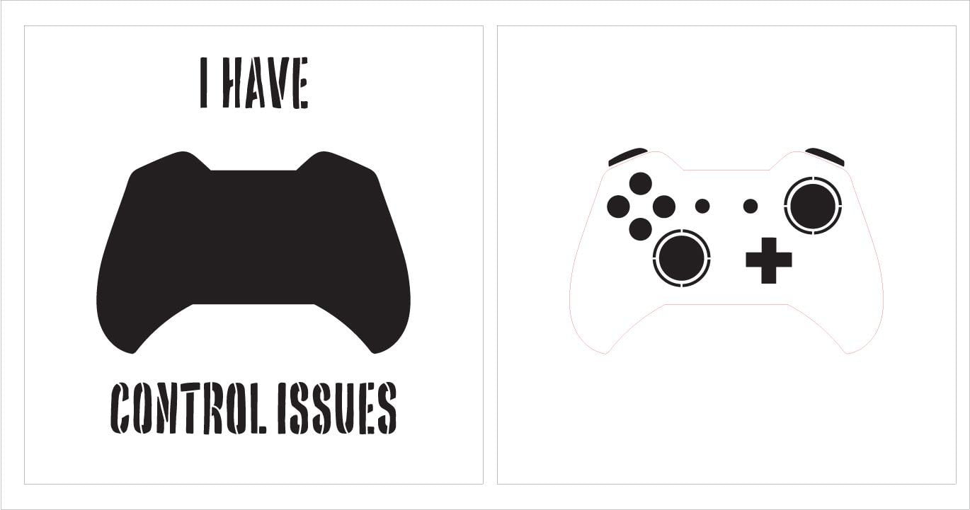 i have control issues stencil with game controller 2 part by studior12 reusable mylar template use to paint wood signs pallets walls t shirts diy gaming decor