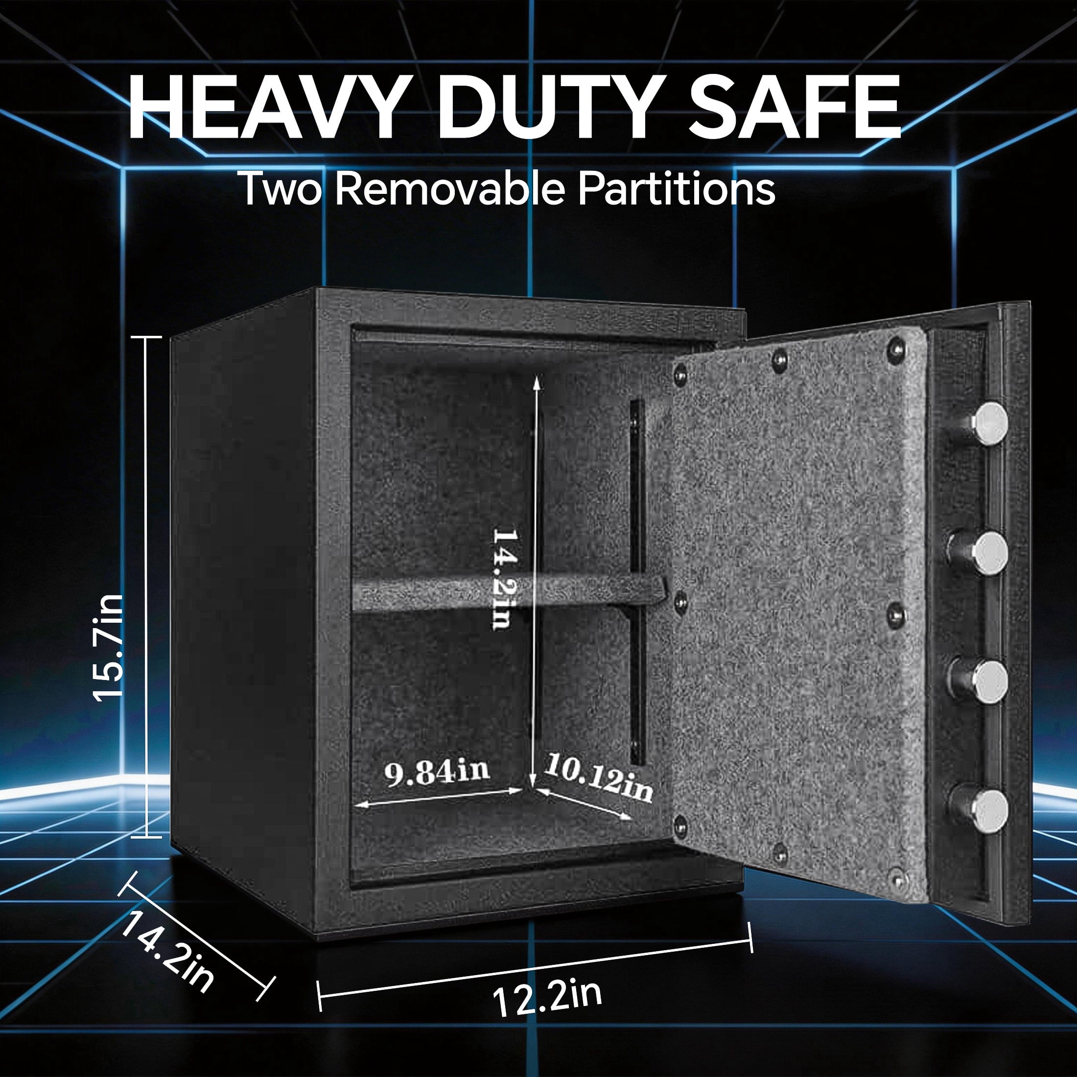 Tigerking Large Fireproof Safe, 1.24 Cu ft Steel Home Safe Box with Digital Lock for Home and Office