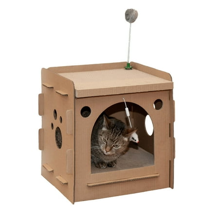 UPC: 0842229121001 | FurHaven Pet Cat Scratcher | Corrugated House Scratcher with Catnip  Condo Hideaway