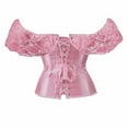 thumbnail image 5 of GILIGEGE Corset Tops for Women with Sleeves Going Out Crop Tops for Women Corset Tops for Women Bustier Lingerie Lace Waist Bodysuit Pink Xl, 5 of 7