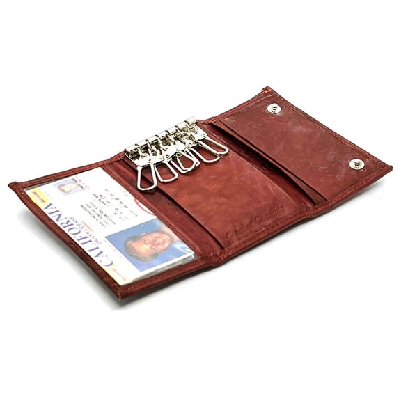 Genuine Leather Keychain Key Holder Men's Wallet Card Holder ID Cash Holder