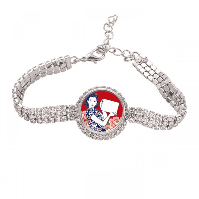 La cultura china Rojo mujer Pulsera de tobillera de cadena de tenis, joyería de diamantes