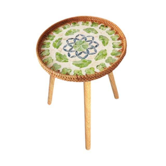 Mesa auxiliar, mesita de noche, mesa auxiliar decorativa, mesa auxiliar fácil de usar, mesita de noche para balcón, jardín, porche, patio, casa de Algas marinas 40cm