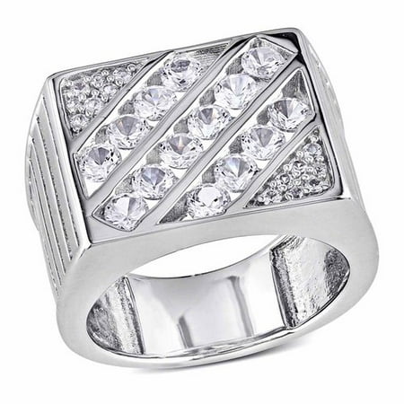 Miabella Men's 1-4/5 Carat T.G.W. Created White Sapphire Sterling Silver Ring