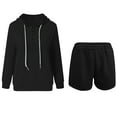 thumbnail image 4 of Scyoekwg Womens 2 Piece Outfit Tracksuits Fall Outfits Button Hooded Long Sleeve Sweatshirt Shorts Matching Outfits Fashion Casual Sweatsuits (Black,M), 4 of 6