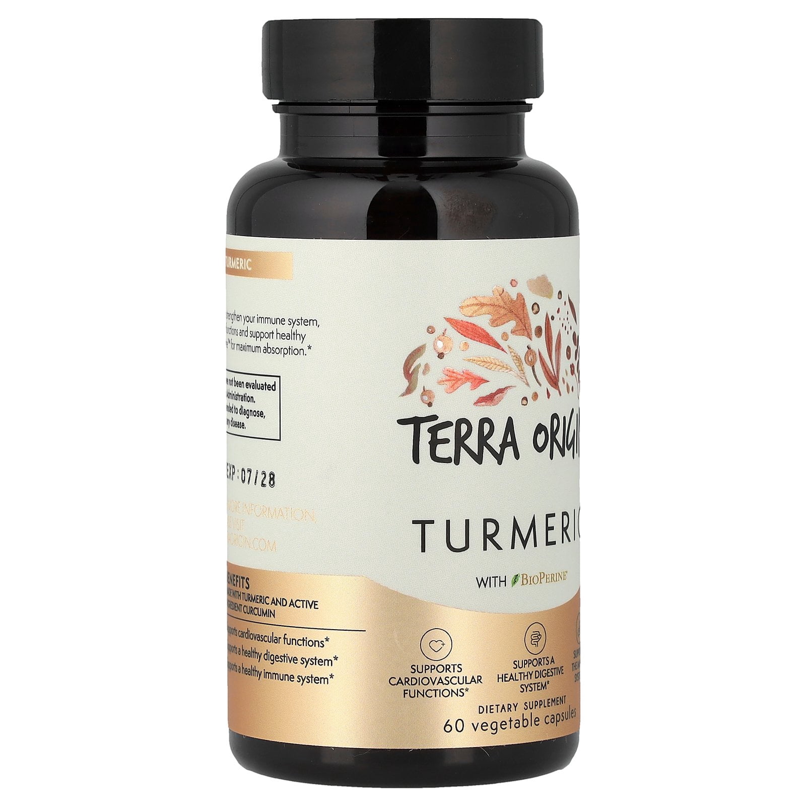 Terra Origin Turmeric With BioPerine™, 60 Vegetable Capsules