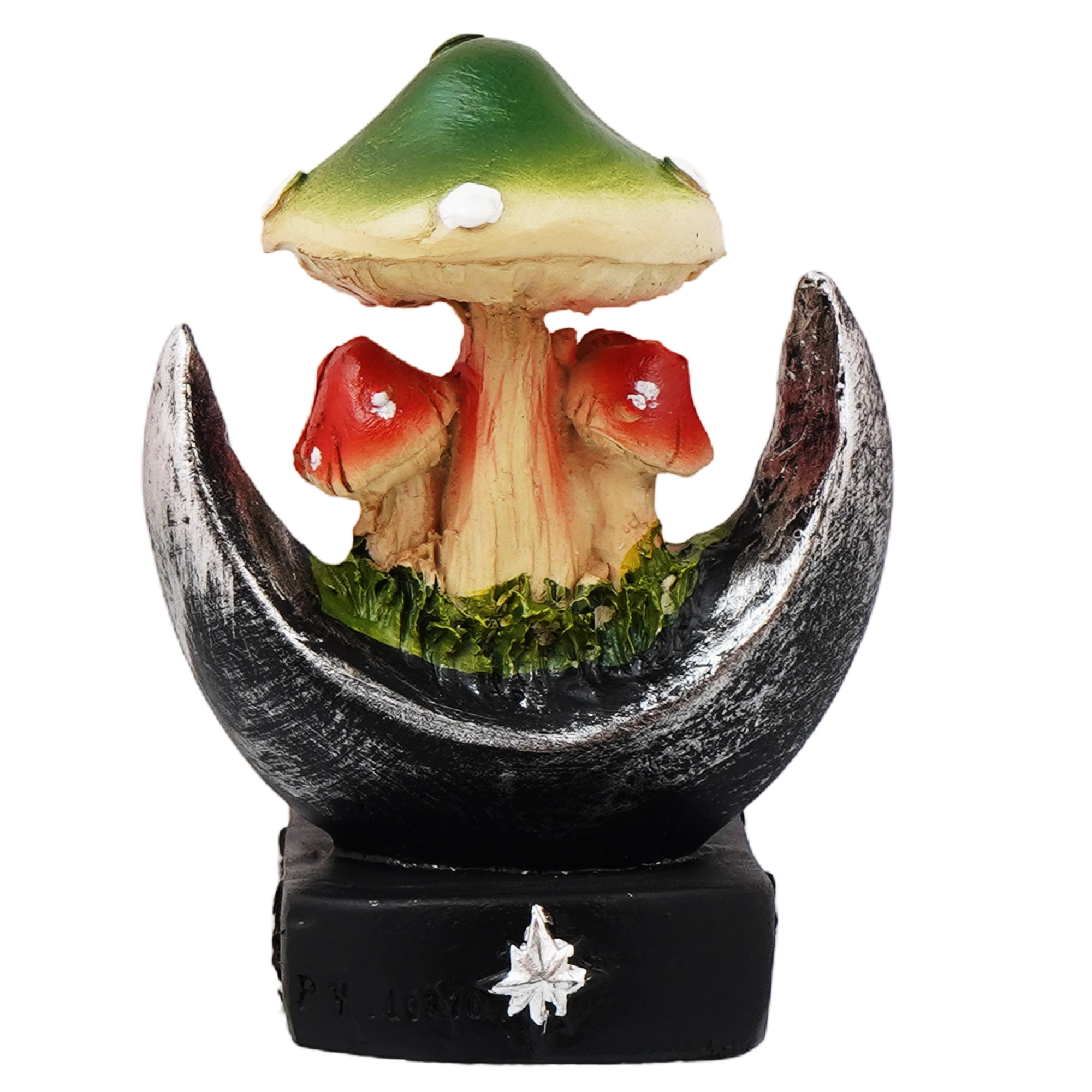Mushroom on Moon Incense Burner – Hand-Painted Cold Cast Resin Holder for Stick or Cone Incense | Mystical Home, Desk, or Meditation Décor