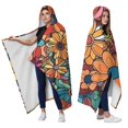 thumbnail image 2 of Wearable Blanket,Pioneer Flower Floral Print Pattern Hooded Wearable Sherpa Blanket for Adults & Teens,Winter Poncho Shawl Wrap Cape Thick Warm,60"x80", 2 of 5