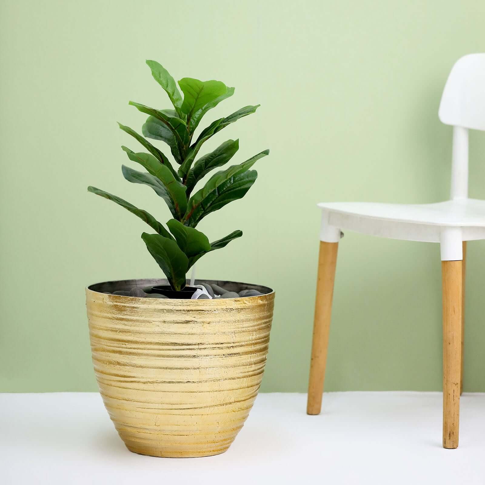Efavormart 14" Dia Large Metallic Gold Planter, Decorative Indoor/Garden Pots For Flowers and Greenery