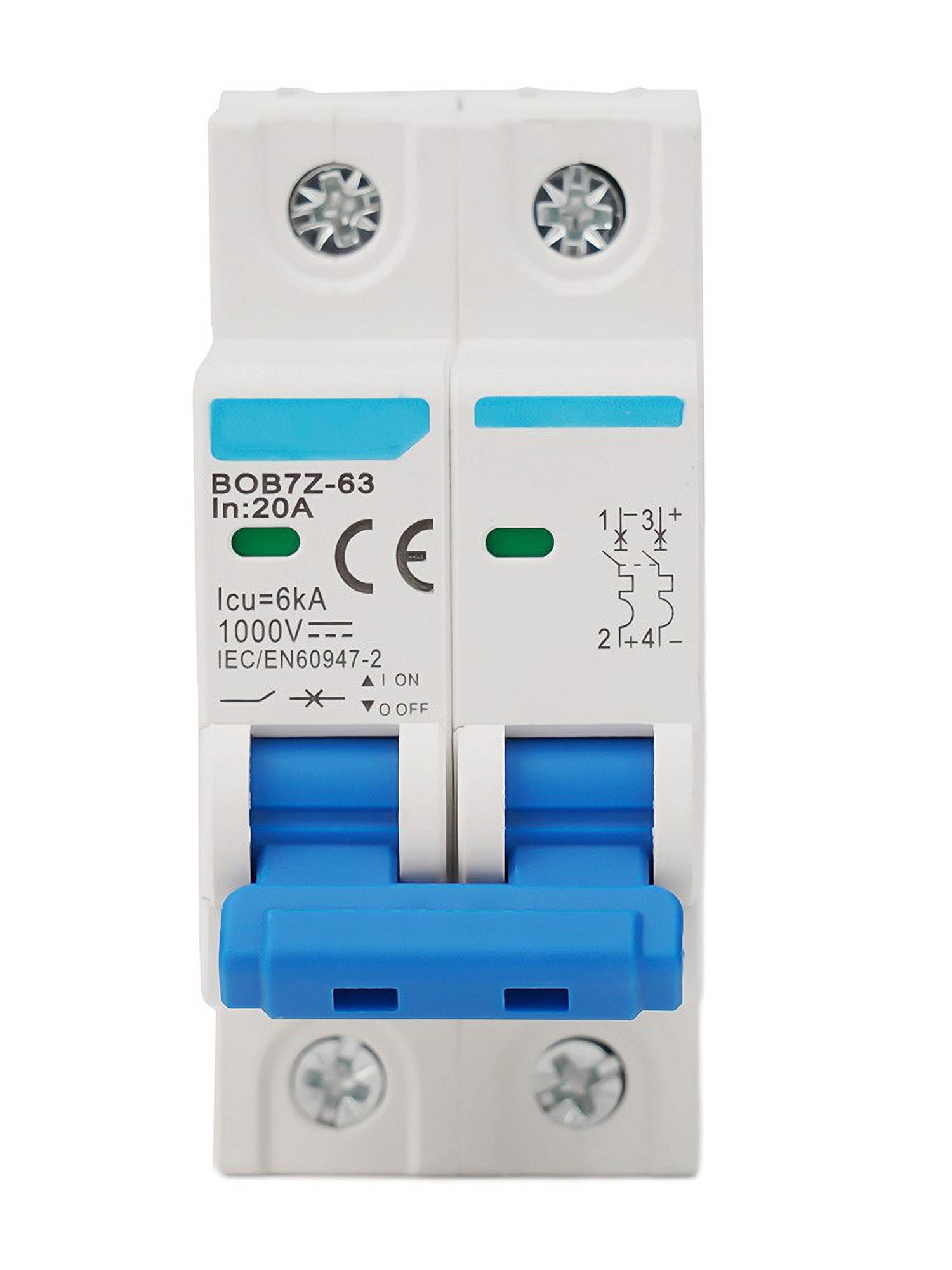 Dc Circuit Breaker 1000V 2 Pole Double Mcb Solar Pv 6 10 16 20 32 40 50 63 Amp