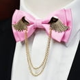 thumbnail image 3 of Yongchuantie High Quality Men's Gold Wings Chains Bow Tie Adjustable Two Layer Men Bowtie Pink Party Weddings Graduations Gift, 3 of 4