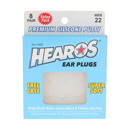HEAROS Swimming Ear Plugs, Waterproof Silicone Putty Ear Plugs with Case, NRR 22, 8 Pairs