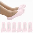 thumbnail image 2 of Cdudpw Women's Toe Socks Summer Cotton Mesh Breathable Running Five Finger Low Cut Ankle Socks,5 Pairs (Pink,One Size), 2 of 5
