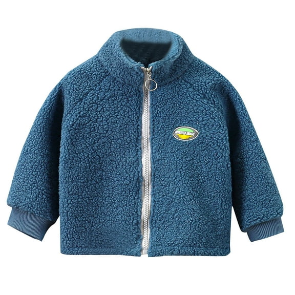 Odeerbi Toddler Boys Girls Winter Coat Fleece Jacket Thermal Warm Outerwear Overcoat Children's Fleece Zipper Jacket Flannel Double Side Fleece Coat Blue
