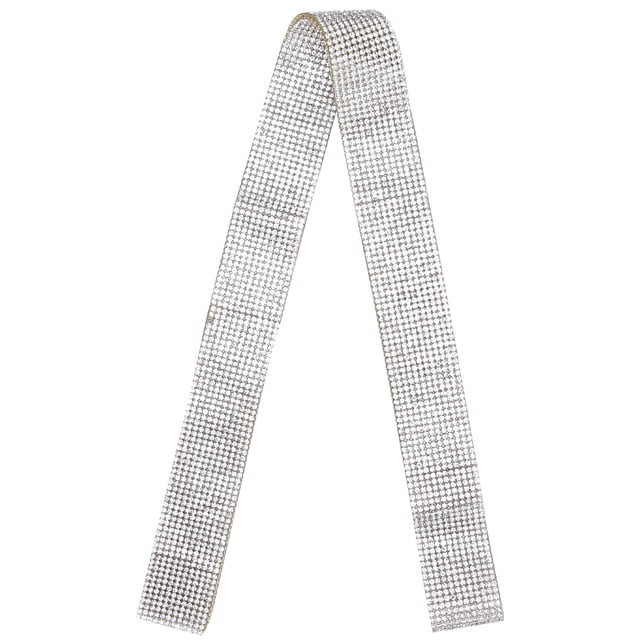 Adorno de cinturón de diamantes de cristal adhesivo termofusible para bricolaje, decoración de ropa, accesorios, 0,5 yardas, 12 filas, blanco