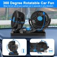 thumbnail image 2 of Ventilador giratorio de 360 ​​grados para coche, ventiladores eléctricos de 12 V CC de 2 velocidades con cabezal doble, ventilador circulador de aire de refrigeración silencioso y fuerte par, 2 of 5