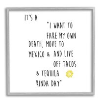 Stupell Industries Moving to Mexico Humorous Typography Phrase Yellow Accent Graphic Art Gray Framed Art Print Wall Art, Design by J. Weiss