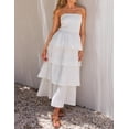 thumbnail image 3 of Vestido largo ZESICA Summer 2025 sin tirantes con hombros descubiertos blanco, 3 of 8