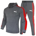 thumbnail image 4 of Sudadera con capucha con estampado a rayas para hombre, conjunto holgado y transpirable para gimnasio y correr al aire libre, moda sencilla e informal, novedad, 4 of 5
