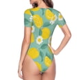 thumbnail image 4 of Daiia Lemons Chamomile Flowers And Leaves print Women's Crew Neck Short Sleeve Bodysuit Fashion Tops Fit Casual Basic Extender Bodysuit-Medium, 4 of 9