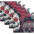 thumbnail image 5 of GZHJMY Skull Cloth Napkins Set of 4, Reusable Washable Polyester Dinner Napkins for Family, Restaurant, Wedding, Party Decor 20 x 20 Inch, 5 of 7