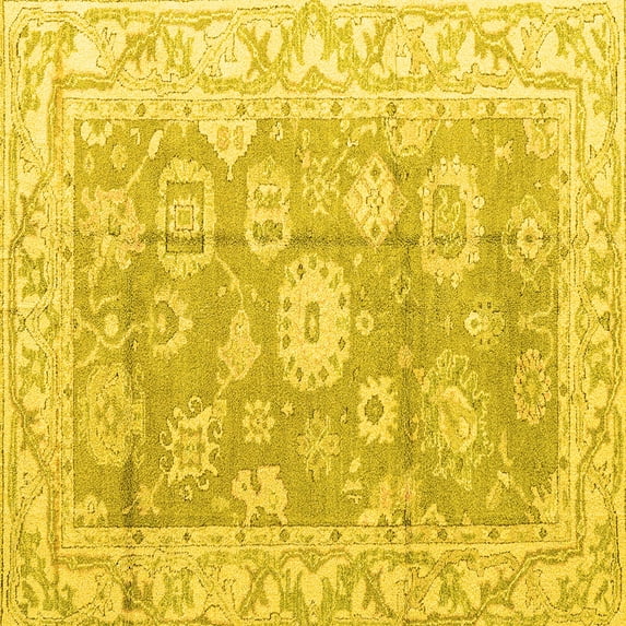 Ahgly Company Indoor Square Abstract Yellow Modern Area Rugs, 4' Square
