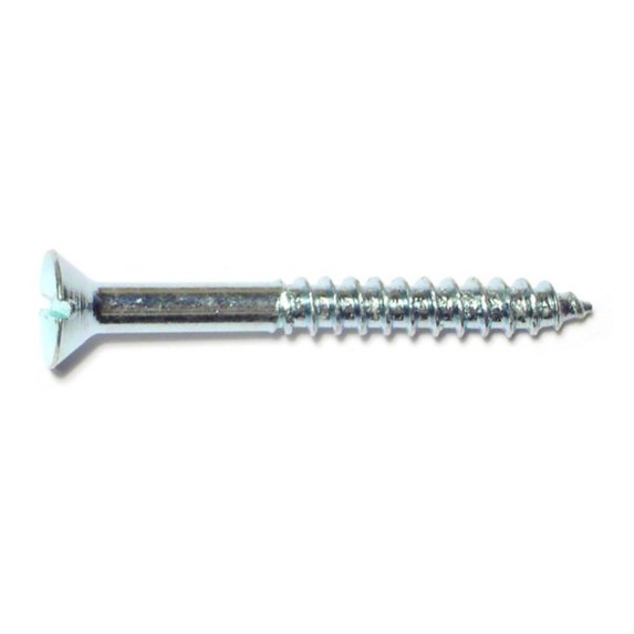 #8 x 1-1/2" Zinc Plated Steel Slotted Flat Head Wood Screws (48 pcs.)