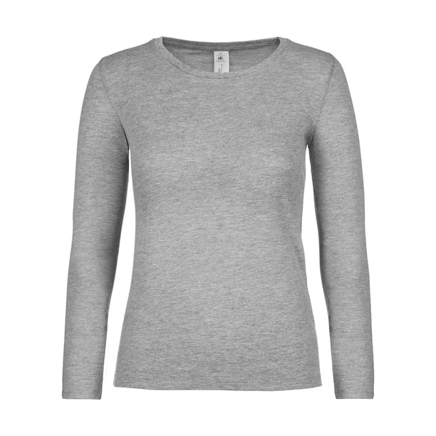 B&C - Camiseta deportiva de manga larga #E150 para mujer señora (Gris Deporte)