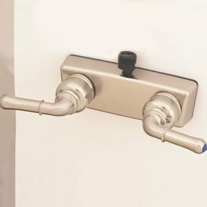 Empire Brass Shower Control Valve U-YNN53VBN 2 Valve; Single Piece; 4 Inch Center Distance; Teapot Handle; Nickel Plated; Plastic; With Vacuum Breaker
