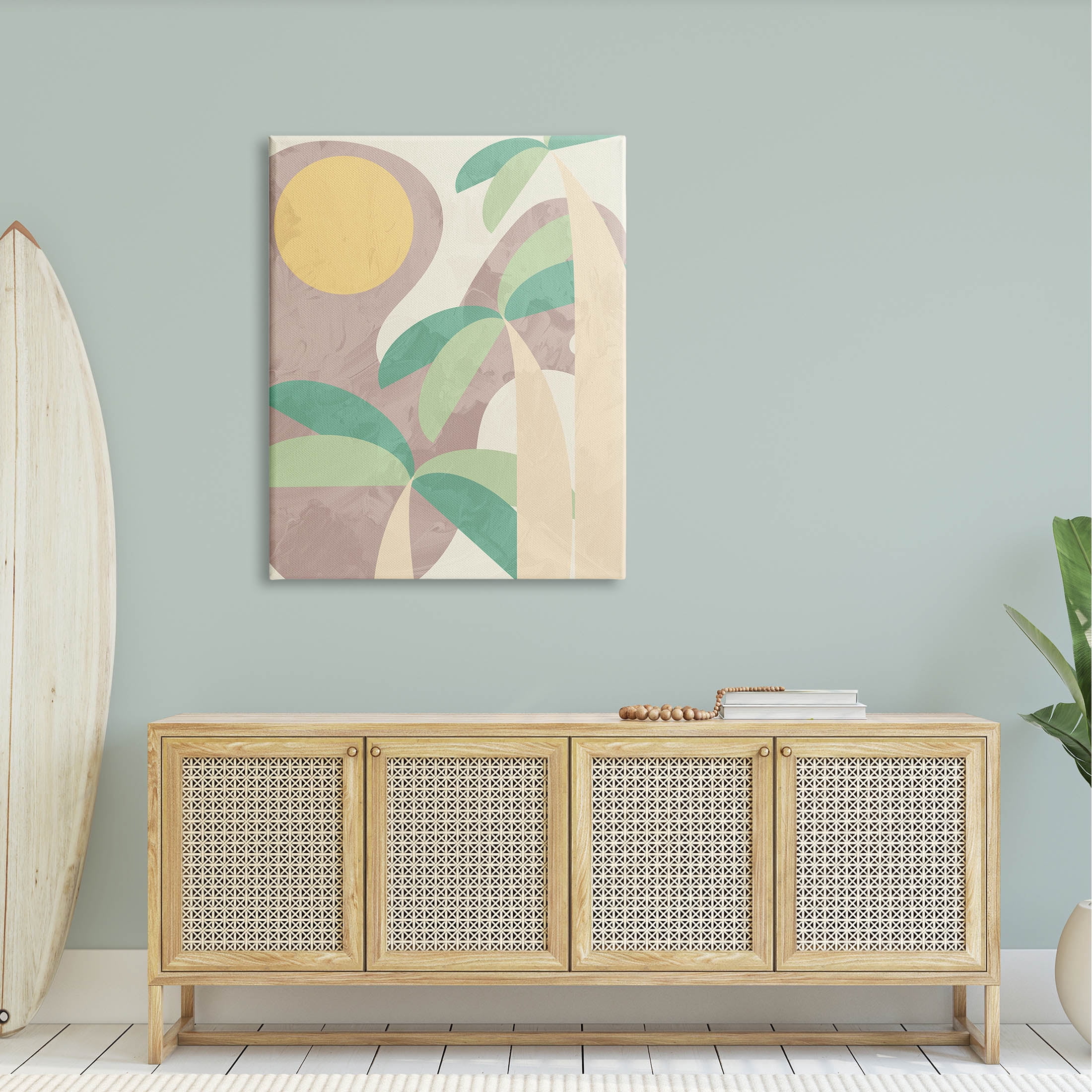 Geometric Palm Tree Summer Botanical & Floral Graphic Art Gallery Wrapped Canvas Print Wall Art