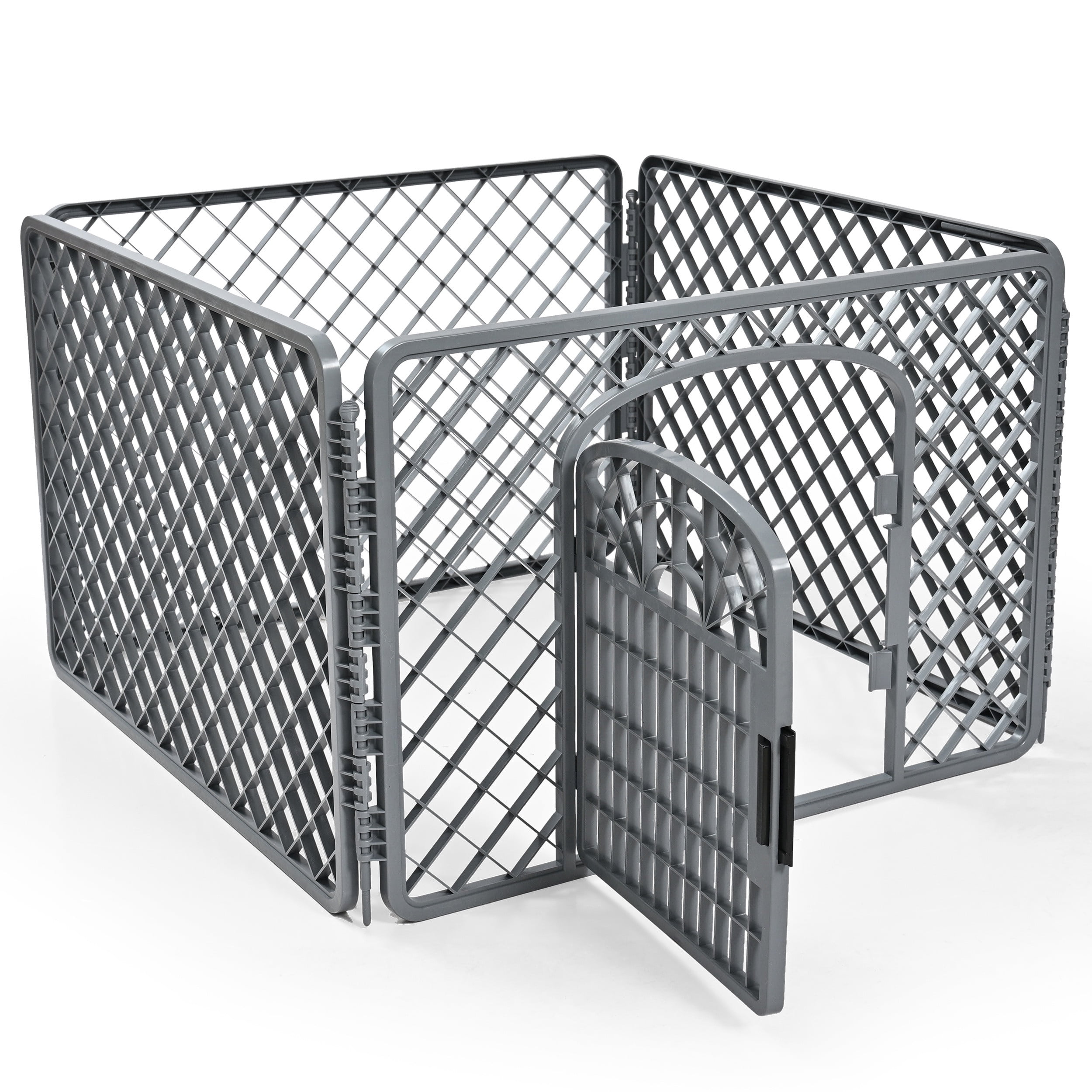 Vibrant Life 4-Panel Plastic Playpen for Dogs, Dark Gray, 24"